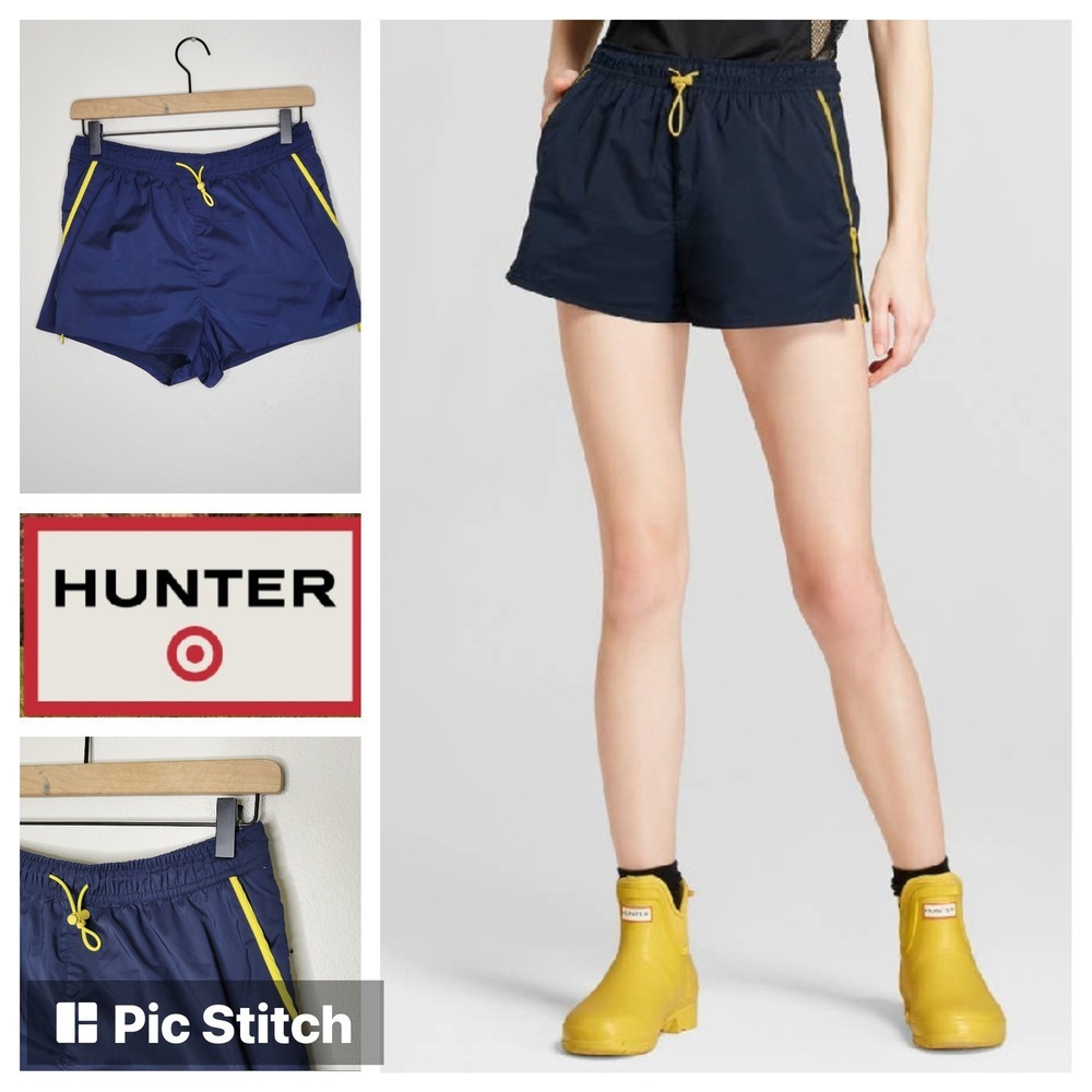 Hunter x Target Navy Blue‎ Yellow Trim Athletic Shorts Women Size S
